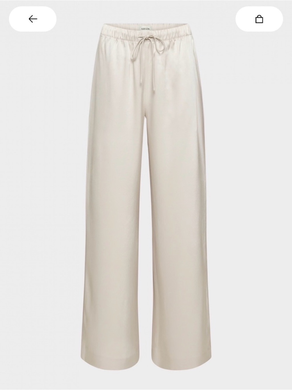 Aritizia lodge satin pants in cream